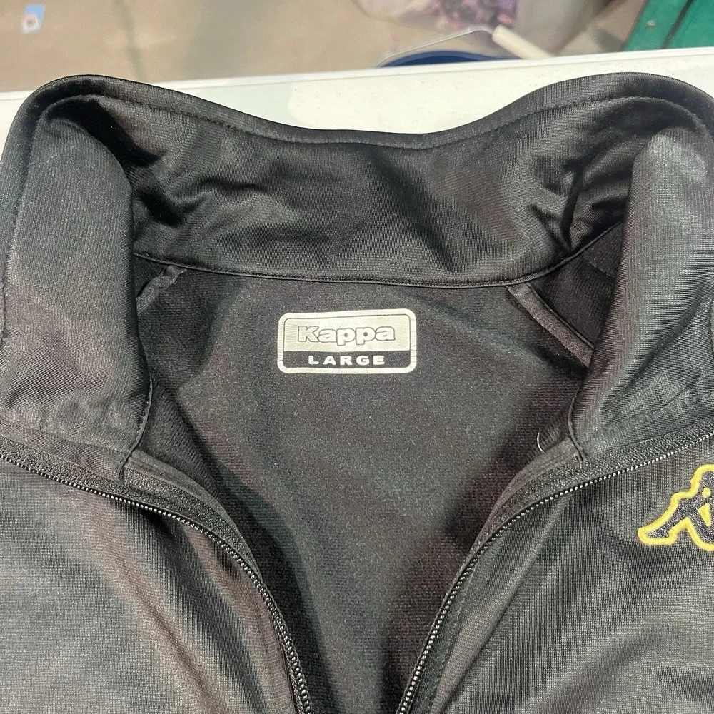 Kappa Track Jacket Mens Large Black‎ Gold Full Zip Soccer Italian Y2K Logo Read